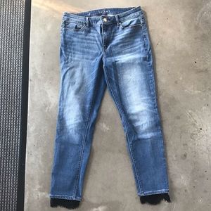 WHBM Skinny Jeans with Embroidered hem